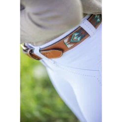 Penelope Pearl Belt -Equestrian Gear Shop 96001260 French.Eq Penelope Pearl.Belt Brandy.Turquoise