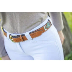 Penelope Pearl Belt -Equestrian Gear Shop 96001260 French.Eq Penelope Pearl.Belt Brandy.Turquoise.3