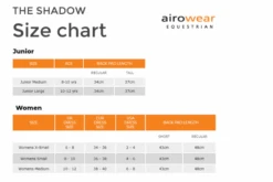 Airowear Shadow Body Protector -Equestrian Gear Shop AirowearShadowSizeChart