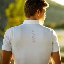 Ariat Men's TEK Short Sleeve Show Shirt -Equestrian Gear Shop CopyofS20 MNS ENGL LaCunha Carmel Shot 02 1276