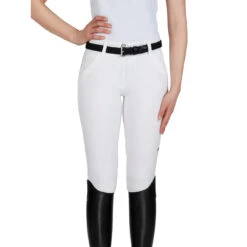 Equiline Women's X Shape Knee Grip Breech -Equestrian Gear Shop EQline 181 N08674 XShapeKG White Front