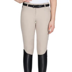 Equiline Women's Ash Riding Breeches With X-Grip Knee Patch -Equestrian Gear Shop EQline N08698 Ash.XGripKP Beige Front