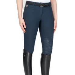 Equiline Women's Ash Riding Breeches With X-Grip Knee Patch -Equestrian Gear Shop EQline N08698 Ash.XGripKP Blue