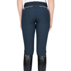 Equiline Women's Ash Riding Breeches With X-Grip Knee Patch -Equestrian Gear Shop EQline N08698 Ash.XGripKP Blue Back