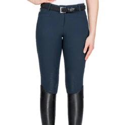 Equiline Women's Ash Riding Breeches With X-Grip Knee Patch -Equestrian Gear Shop EQline N08698 Ash.XGripKP Blue Front