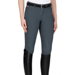 Equiline Women's Ash Riding Breeches With X-Grip Knee Patch -Equestrian Gear Shop EQline N08698 Ash.XGripKP Grey