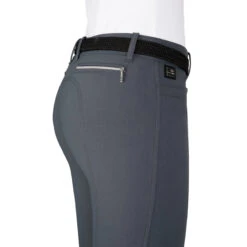 Equiline Women's Ash Riding Breeches With X-Grip Knee Patch -Equestrian Gear Shop EQline N08698 Ash.XGripKP Grey Detail