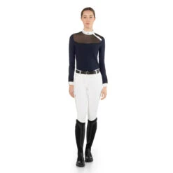 EGO 7 Women's Nina Long Sleeve Show Shirt -Equestrian Gear Shop Ego7 Womens.Nina .LS .Show .Shirt Navy Front2