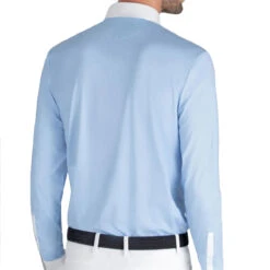 Equiline Evik Men's Competition Polo Long Sleeve Shirt -Equestrian Gear Shop Equiline Mens Evik.LS .Competition.Polo .Shirt Light.Blue Back