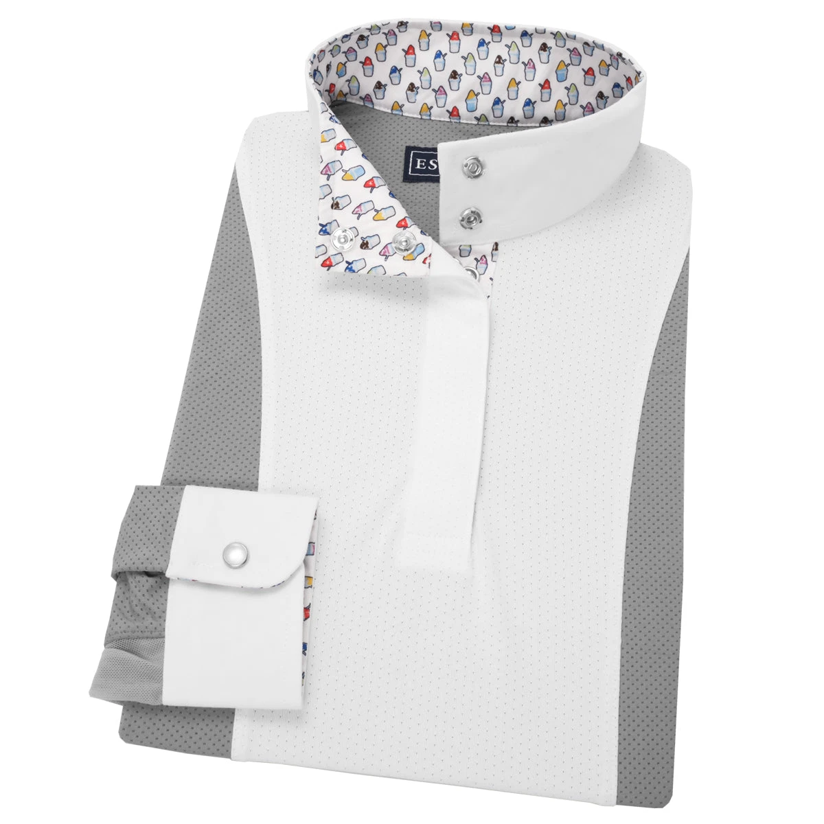 Essex Classics Girls “Snowcone” Luna Gray Performance Long Sleeve Show Shirt 3 Essex Classics Girls “Snowcone” Luna Gray Performance Long Sleeve Show Shirt