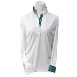 Essex Classics Ladies "Cock-a-Doodle-Do" Talent Yarn Straight Collar Long Sleeve Show Shirt -Equestrian Gear Shop Essex.Classics Show.Shirt Roosters ESL35 W3 Green.Roosters 03 30acddfb a169 4ebd 9adf 38e3fc782a37