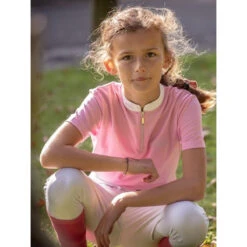 Jump'in Girls Short Sleeve Charlie Competition Polo Shirt -Equestrian Gear Shop Jump.In Girls.Charlie.Polo .Show .Shirt Pink