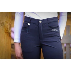 Jump'in Unisex Junior Sacha Breeches 15 Jump'in Unisex Junior Sacha Breeches -Equestrian Gear Shop Jump.In Unisex.Junior.Sacha .Breeches Navy Front.Logo
