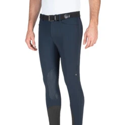 Equiline GrantK Men's B-Move Knee Grip Breeches 14 Equiline GrantK Men's B-Move Knee Grip Breeches -Equestrian Gear Shop N08479 EQline GrentK Blue