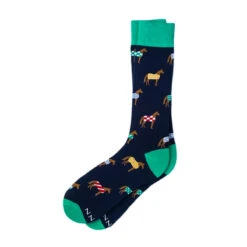 Wild Attire Inc. Horsin' Around Carded Cotton Socks -Equestrian Gear Shop Wild.Attire.Inc navy blue carded cotton horsin around 01