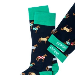 Wild Attire Inc. Horsin' Around Carded Cotton Socks -Equestrian Gear Shop Wild.Attire.Inc navy blue carded cotton horsin around 02