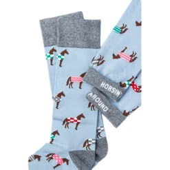 Wild Attire Inc. Horsin' Around Carded Cotton Socks -Equestrian Gear Shop Wild.Attire.Inc pale blue carded cotton horsin around 02